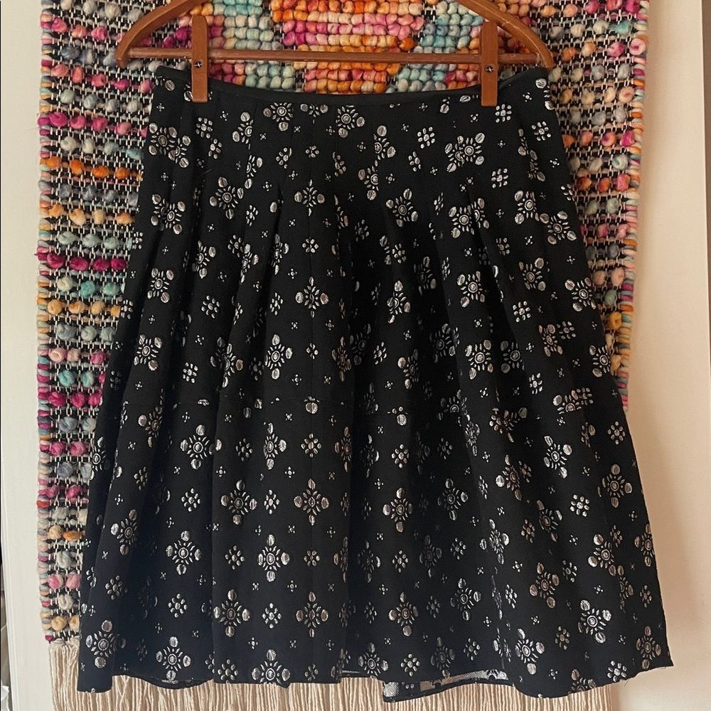Armani Collezioni Black Skater Skirt with White Floral Eyelet